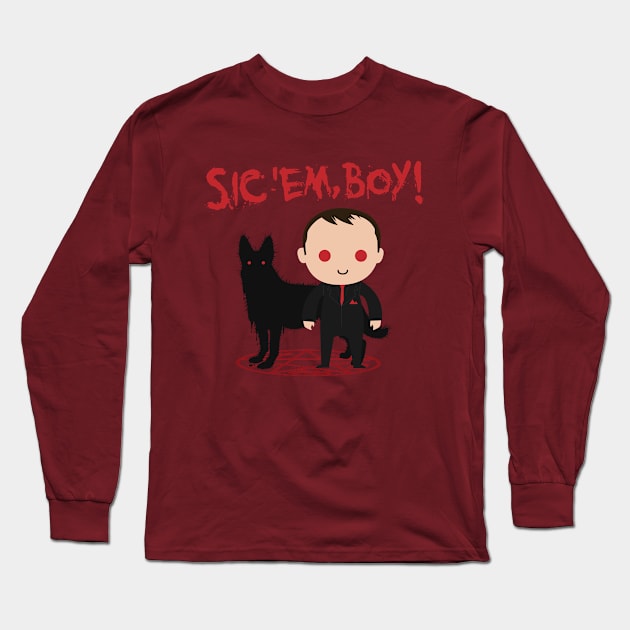 Sic 'Em Boy! Long Sleeve T-Shirt by Plan8